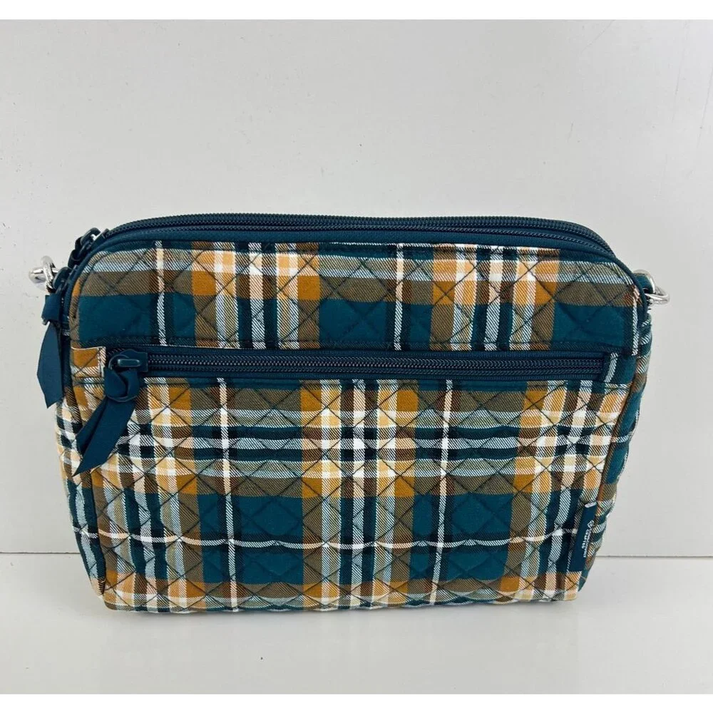 New‎ Vera Bradley Triple Compartment Crossbody Handbag Orchard Plaid NWT
